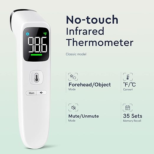 Touchless Thermometer for Adults and Kids, Fast Accurate Thermometer with Fever Alarm 1S Reading