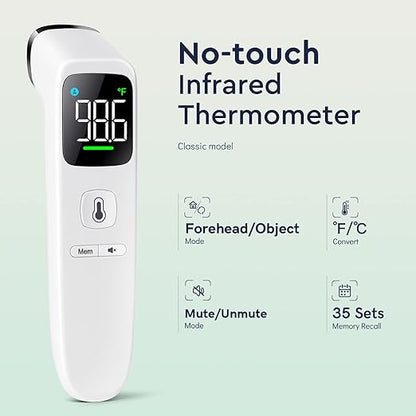 Touchless Thermometer for Adults and Kids, Fast Accurate Thermometer with Fever Alarm 1S Reading