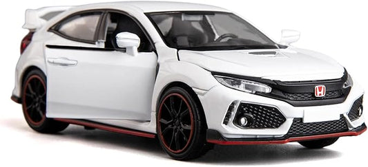 Compatible for 1:32 Diecasting Alloy Honda Civic Type-R Car Model Toy Car，Pull Back Alloy Car with Lights and Sound, Open Door for Kids Gift 3-5,Children‘s Gift