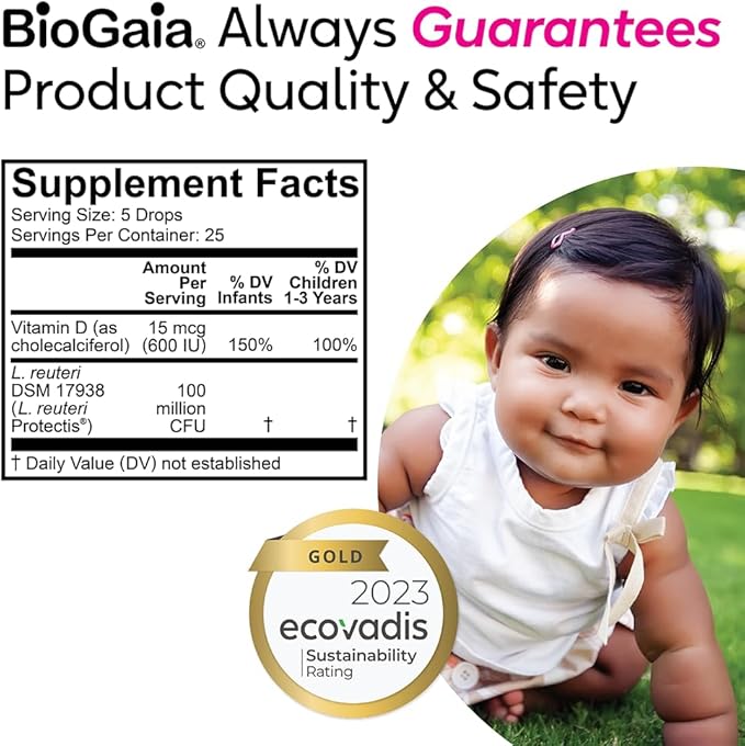 BioGaia Immune Active Baby Probiotic Drops + Vitamin D | for Digestive & Immune Health 0-36 Months