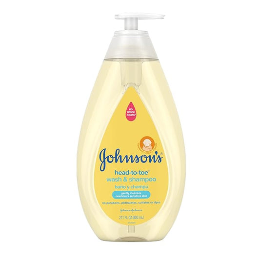 Johnson's Head-to-Toe Gentle Tear-Free Baby & Newborn Wash & Shampoo, Sulfate- 27.1 fl.