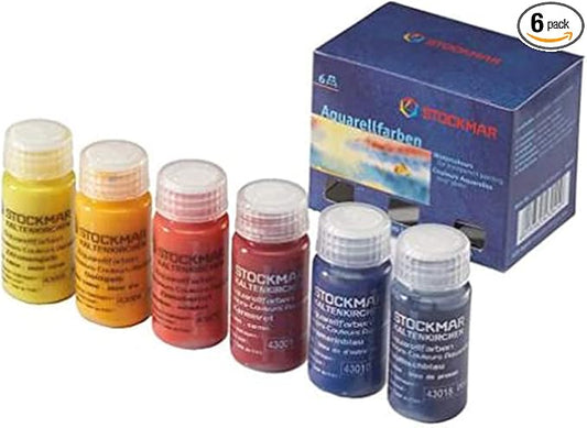 Stockmar Watercolor Paint- 6 Set, Washable Paint for Kids, Homeschoolers & Students, Waldorf Art Supplies (6 Bottles, 20 mL each)