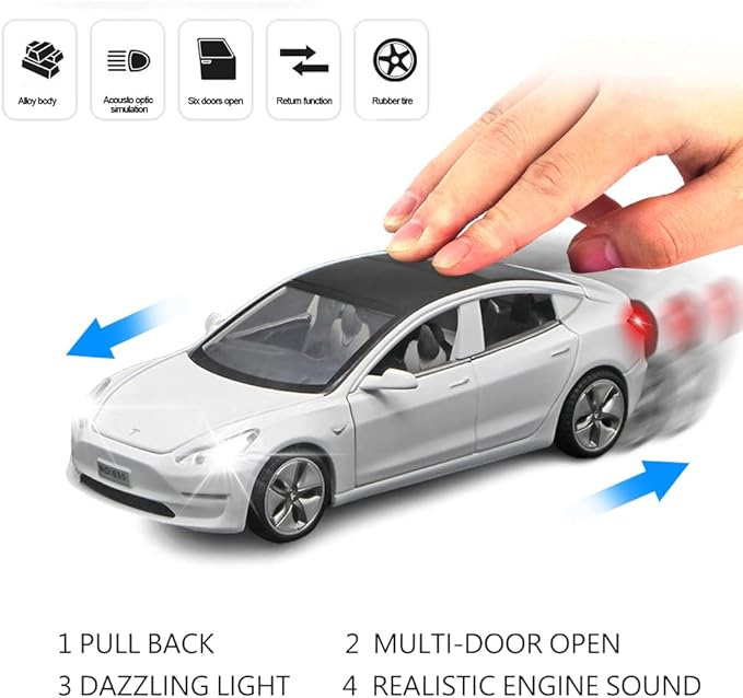 1:32 Scale Model 3 Alloy Car Model Diecast Toy Vehicles for Kids, car Model Toy，Pull Back Alloy Car with Lights and Music