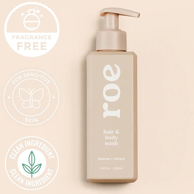 Roe Wellness- Toddler & Baby Body Wash & Shampoo Moisturizing Clean Ingredients | Suitable for Sensitive Skin, Fragrance-Free 9.4 fl