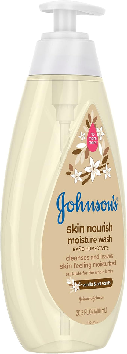 Johnson's Skin Nourishing Moisture Baby Body Wash With Vanilla & Oat Scents, Hypoallergenic & Tear Free Baby Bath Wash 20.3 fl.