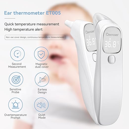 Berrcom Forehead and Ear Thermometer for Adults and Kids, Digital 1s Measurement