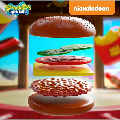 SpongeBob SquarePants Krusty Krab Toy Grill for Kids Lights & Sounds Krabby Patty Burgers, Kelp Fries, Pretend Plastic BBQ Cooking Toys for Toddlers
