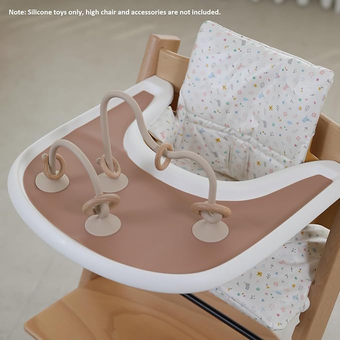 High Chair Toys with Suction Cups | Silicone & Wooden High Chair Suction Cup Toys for Babies 6-12 Months