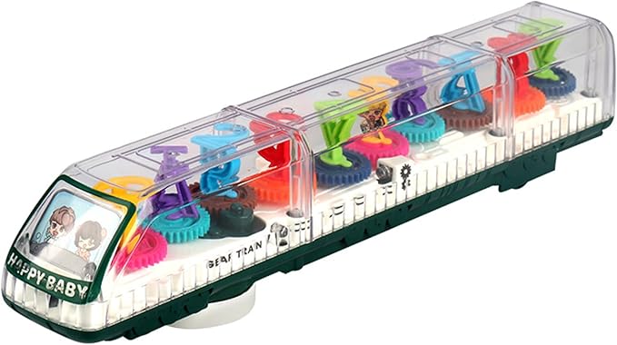 DISSONA Transparent Gear Toys for Kids with Electronic Light & 3-8 Boys (train1)