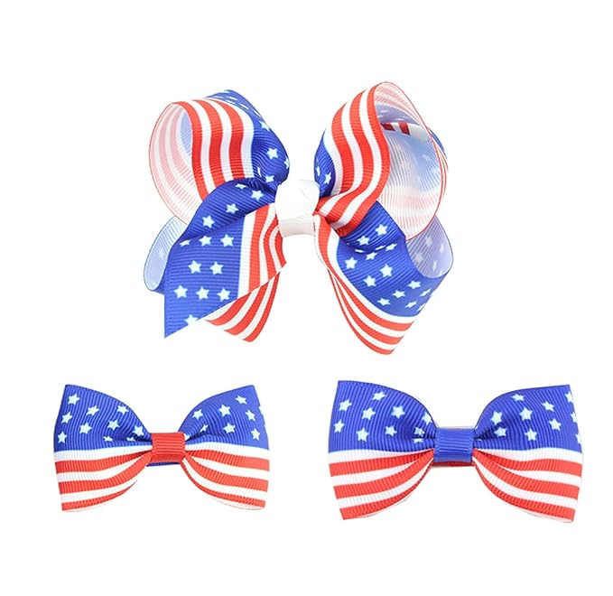BBTDIN Baby USA Flag Turban Headband Patriotic Bow Baby Girls JHN44 (Set