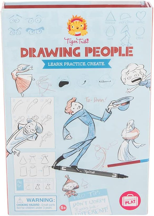 Tiger Tribe: Drawing People - Learn. Practice. Create, Drawing Set & Guide, Learn New Techniques, Art Notepad, Pen, Pencils & More, Kids Ages 5+