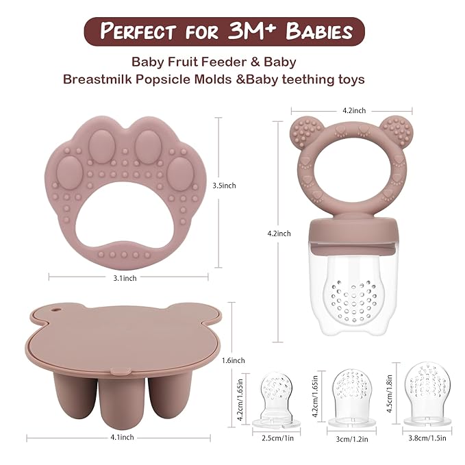 Baby Breastmilk Popsicle Molds & Baby Fruit Feeder (3 Pack), WAJIAYON Baby Food Freezer Tray Storage Containers