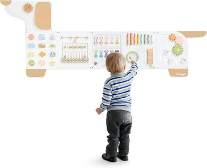 Beright Dog Activity Wall Busy Board Panels, Montessori Sensory Toys, Toddler Learning Activity Center, Perfect for Toddler Playroom & Children's Daycare, White