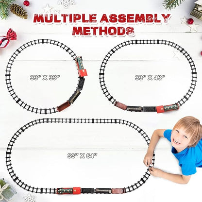 Remote Control Train Set - Electric R/C Train Toy for Kids w/Smokes,Lights & Sound 3 +