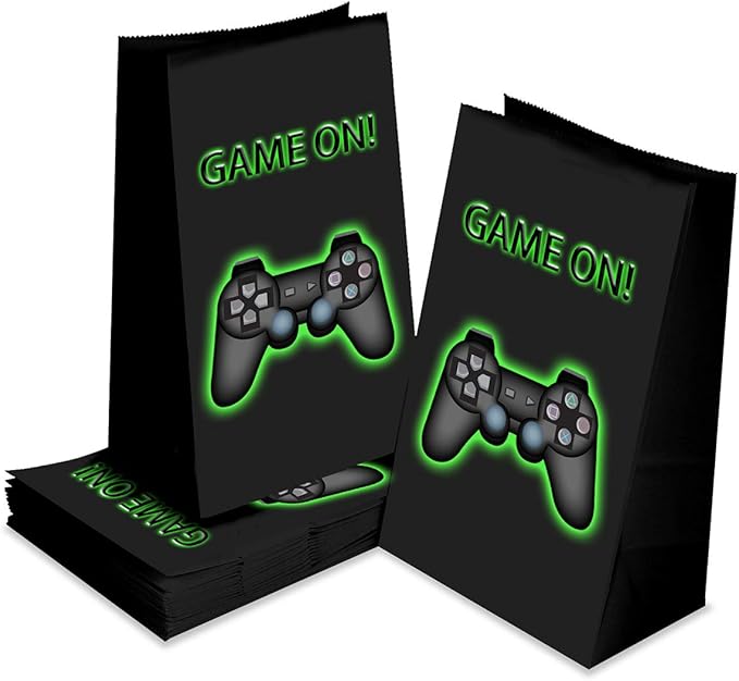 Video Game Party Bags Video Game Paper Bags Video Game Party Favor Bags for Kids Birthday Party Goodie Bags (24 Pack)
