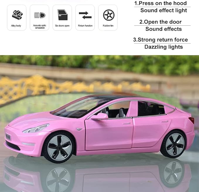 1:32 Scale Model 3 Alloy Car Model Diecast Toy Vehicles for Kids, car Model Toy，Pull Back Alloy Car with Lights and Music