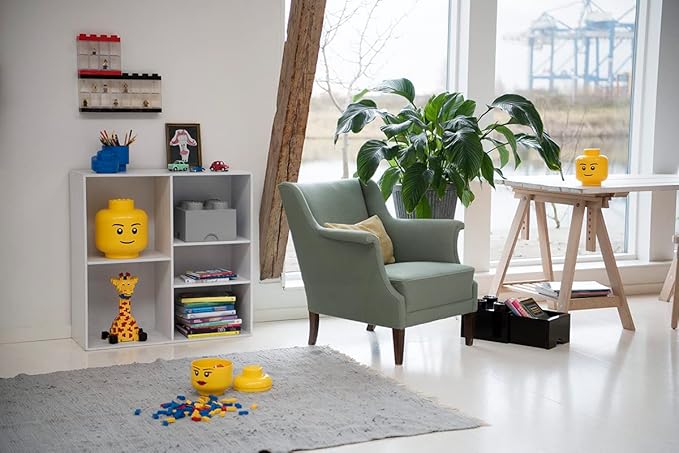 Room Copenhagen Iconic Storage Head Large, Stackable Storage Box, 8,5 L, Yellow, Happy Girl