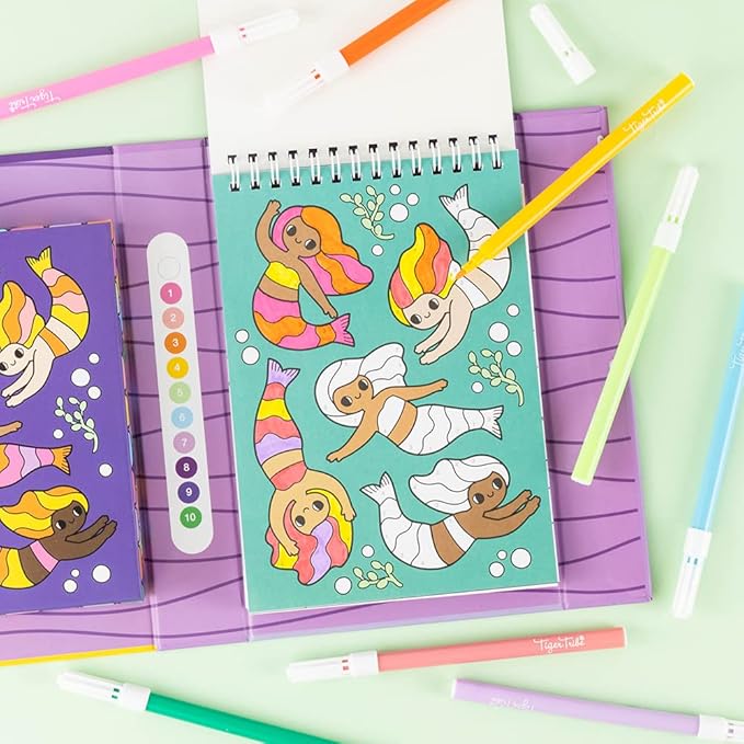 Tiger Tribe: Color by Numbers - Mermaids & Friends - Activity Set, Themed Coloring Pages, Markers, Color A Number at A Time, Kids Ages 5+