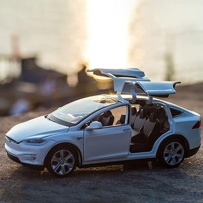 1:32 Scale Model X Alloy Car Model Diecast Toy Vehicles for Kids, Tesla car Model，Pull Back Alloy Car with Lights and Music