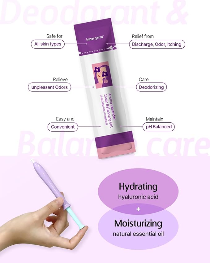 Innergarm Disposable Aroma Lavender Inner Balancing Gel - Deodorant & Balancing Care, Intimate Cleansing for Women 6 Count