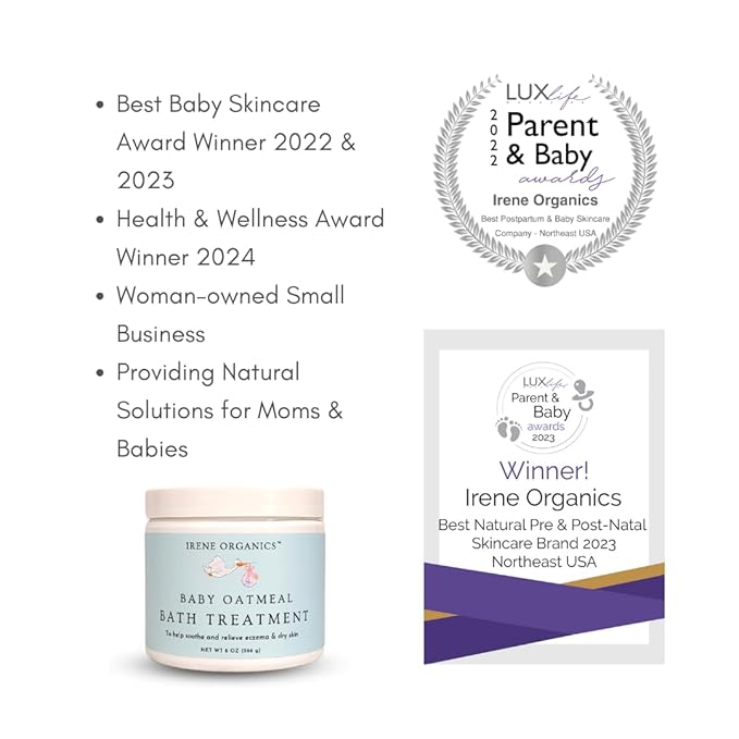 Oatmeal Baby Bath Powder by Irene Organics with Colloidal Oatmeal for Treatment of Eczema, Diaper Rash 2 Pack