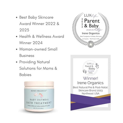 Oatmeal Baby Bath Powder by Irene Organics with Colloidal Oatmeal for Treatment of Eczema, Diaper Rash 2 Pack