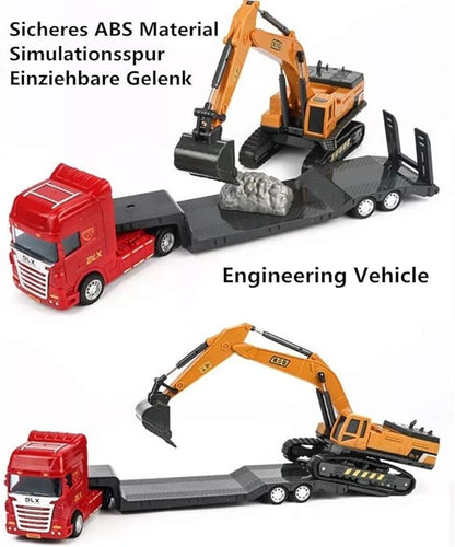 ZUKULIFE Construction Truck Toy Set Vehicles Site Playset, Flatbed Truck Excavator 3 4 5 6