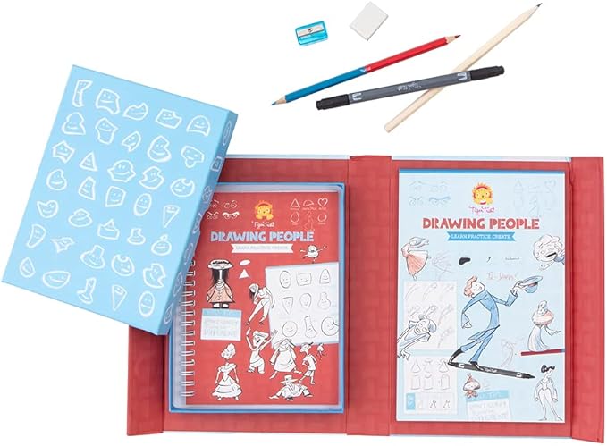 Tiger Tribe: Drawing People - Learn. Practice. Create, Drawing Set & Guide, Learn New Techniques, Art Notepad, Pen, Pencils & More, Kids Ages 5+