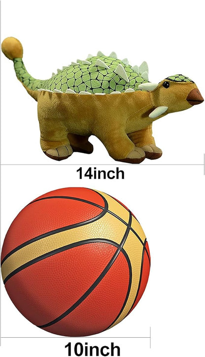 ZHONGXIN MADE Simulation Ankylosaurus Dinosaur Stuffed Plush Toy- 14inch Green Dinosaur Dragon Plushie, Figurines Dinosaur Stuffed Model Toys Soft, Gifts for Kids