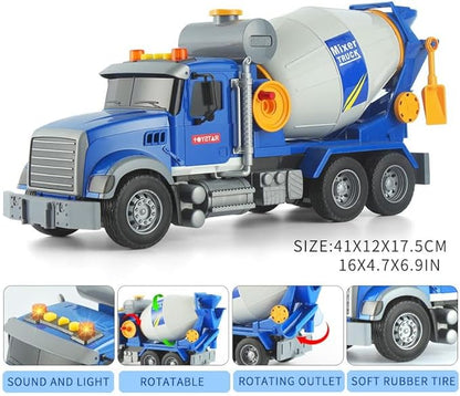 Kids Big Cement Mixer Toys Truck Toys Engineering car Lights 3+