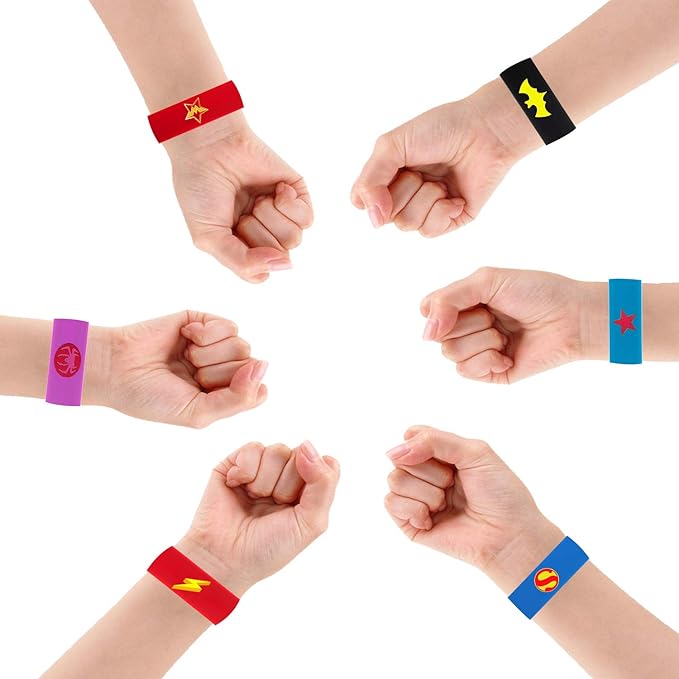 Superhero Slap Bracelet Toys for Kids Boys & Girls Birthday Party Supplies Favors(9 Packs)
