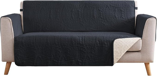 Blue Loveseat Covers for 2 Cushion Couch, Water-Repellent Slip Covers for Loveseat, Machine Washable Love Seat Quilted Couch Covers, Pet Friendly Loveseat Slipcovers (Loveseat 56", Blue Gray)