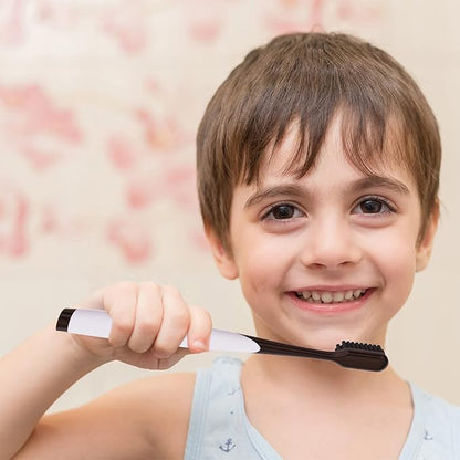 Charcoal Toothbrush Ultra Soft for Sensitive Gums - Teeth Whitening Brush for Adults & Children [Extra Family Pack] - Medium Tip Bristles