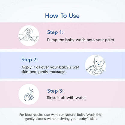 The Moms Co. Tear-Free Natural Baby Wash with Calendula, Avodado Oils and USDA-Certified Organic Oils Like Argan 200ml