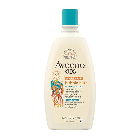Aveeno Kids Bubble Bath, Children's Bubble Bath for Sensitive Skin with Oat Extract 19.2 fl.