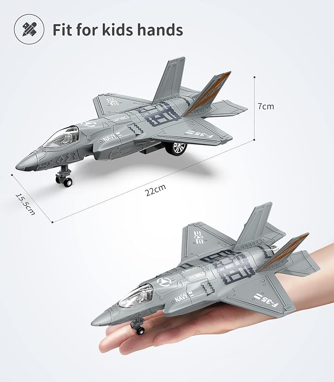 Geyiie Airplane Toys for Kids, Army Fighter Jet Diecast Plane Toys Helicopter for Boys Grils 3-8 gifts