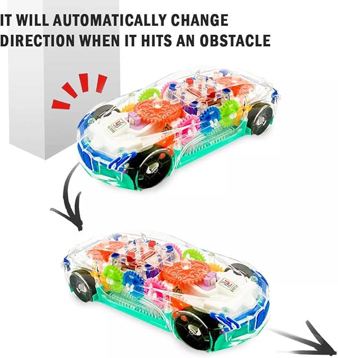ABK Transparent Toy Car - with Visible Colored Moving Gear