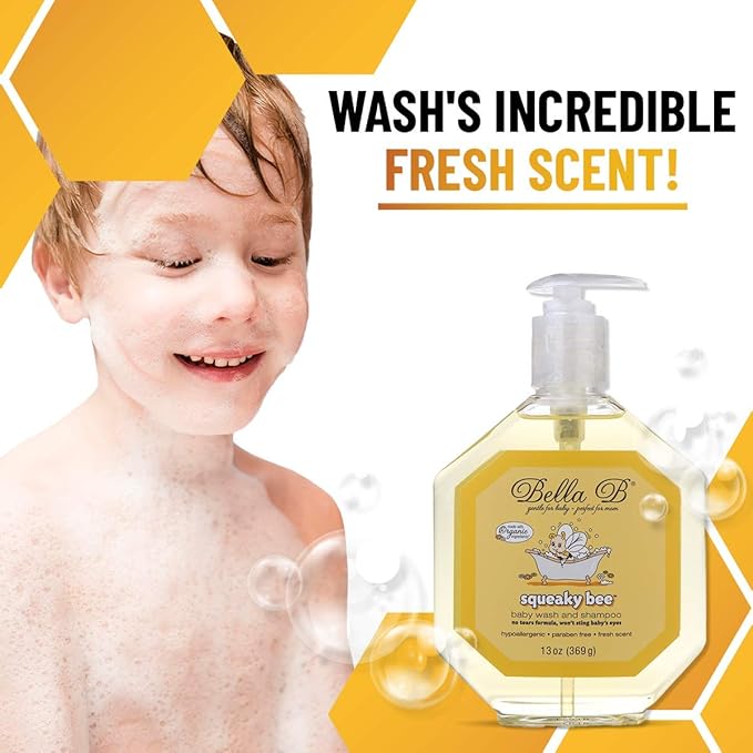 BELLA B Squeaky Bee Bodywash and Shampoo 13 oz - Baby Body Wash And Shampoo