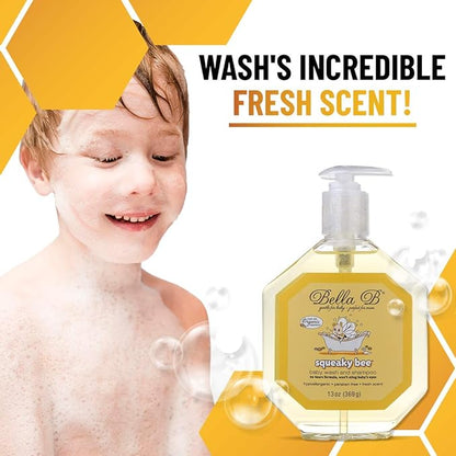 BELLA B Squeaky Bee Bodywash and Shampoo 13 oz - Baby Body Wash And Shampoo