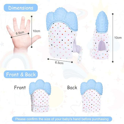 2Pack Silicone Teething Mitt, Soothing Infant Teething Mitten Pain Relief 0-12 Months