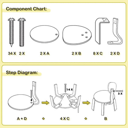 iPlay, iLearn 2 PCS Wooden Kids Chair Sets, Natural Hardwood Giraffe & Cow Animal Children Chairs, Furniture Set for Toddlers Kids Boys Girls, Stackable for Playroom, Nursery, Preschool, Kindergarten