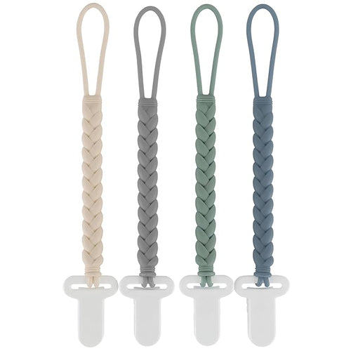 4-Pack Silicone Pacifier Clips with a Woven Rope Shape