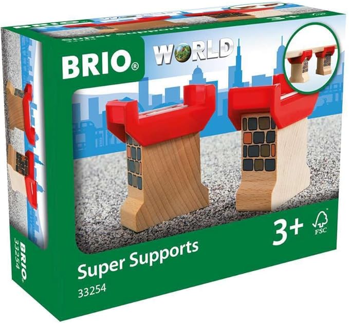 Brio World 33254 - Super Supports - 2 Piece Wooden Railway Set | Enhances Creativity | Compatible with All Brio Train Sets | Sustainability Certified | Perfect for Kids Ages 3 and Up