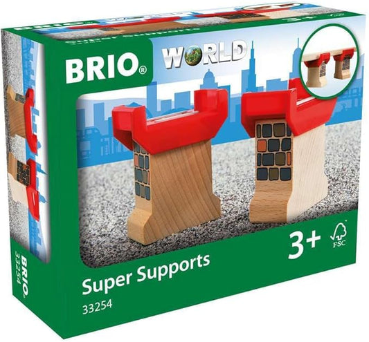 Brio World 33254 - Super Supports - 2 Piece Wooden Railway Set | Enhances Creativity | Compatible with All Brio Train Sets | Sustainability Certified | Perfect for Kids Ages 3 and Up