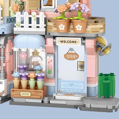 Bear Florist Building Set,Openable Flower Shop 854PCS Building Toy for Boys Girls Age 8+, Mini Brick (Not Compatible with Lego)