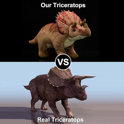 ZHONGXIN MADE Simulation Triceratops Dinosaur Stuffed Animal - 15 inch Simulation Dinosaur Plush Toy, Lovely Triceratops Dinosaur Stuffed Animal Toy as Gifts for Your Kids