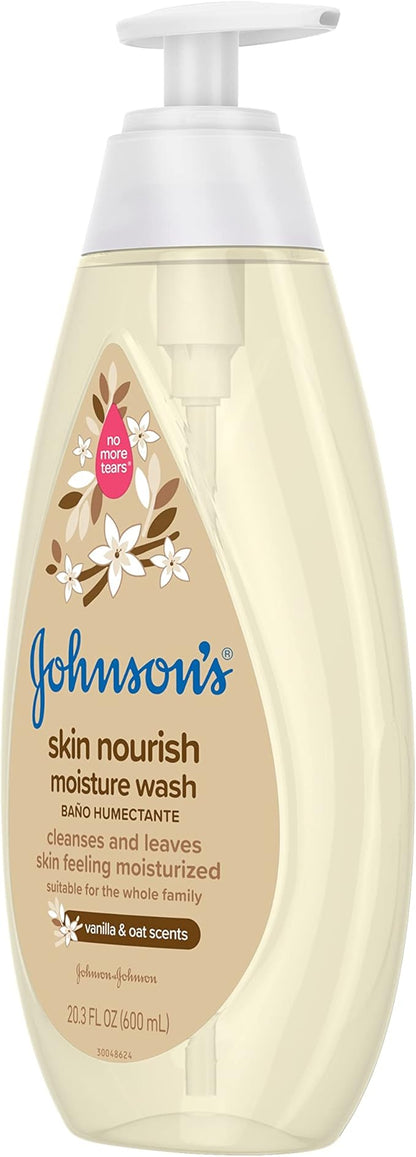 Johnson's Skin Nourishing Moisture Baby Body Wash With Vanilla & Oat Scents, Hypoallergenic & Tear Free Baby Bath Wash 20.3 fl.