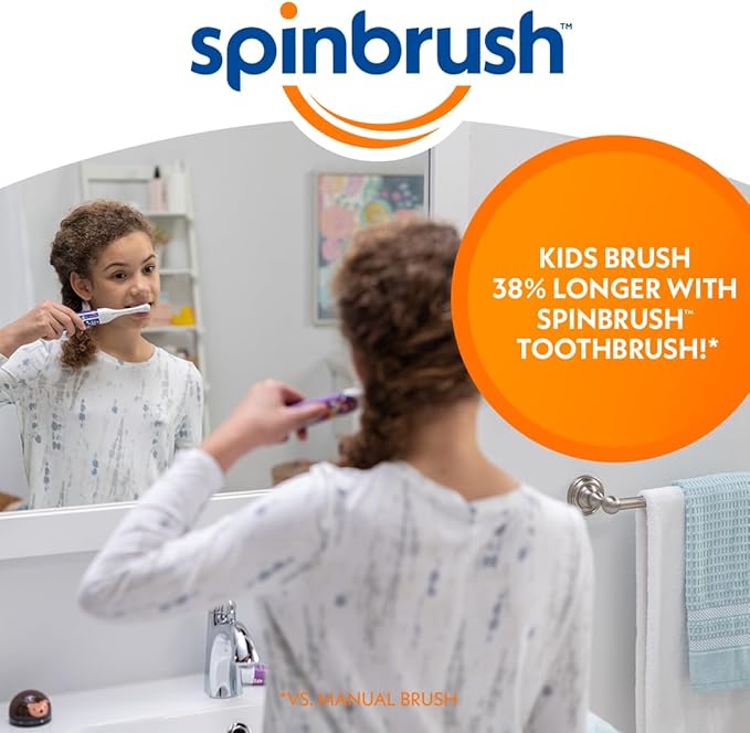 Spinbrush Mermaid & Unicorn Kids Toothbrush Value Pack, Battery-Powered Electric Toothbrush, Soft Bristles, Batteries Included, 2-Pack