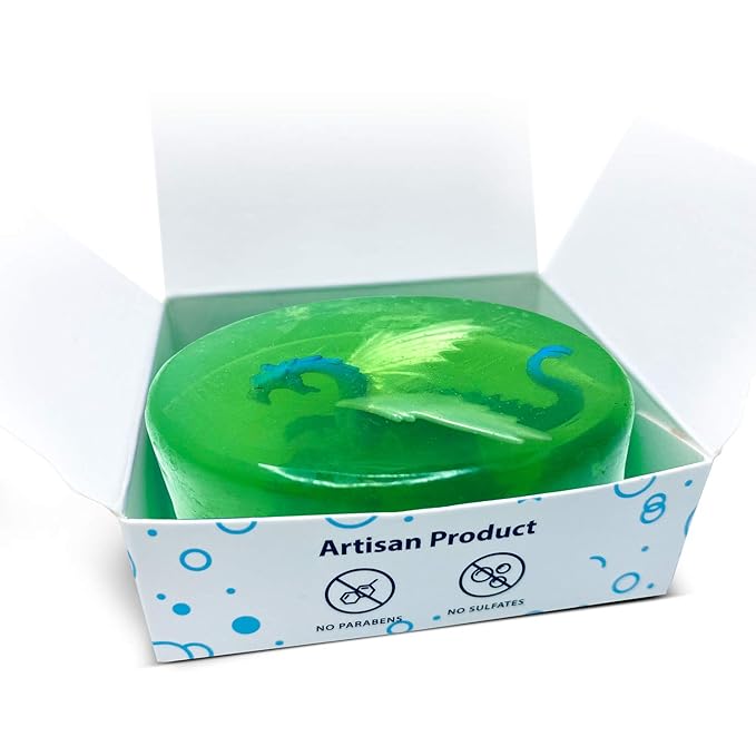 Relaxcation 1 Soap Bar For Kids With Toy Inside Cute Dragon Surprise - Natural Green Apple Kids Soap