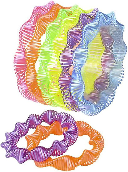 The Dreidel Company Neon Twist Coil Spring Bracelet, Circle Shaped Coils, Neon Colors Magic Spring Toy, Party Favor for Kids, Girls, Boys (12-Pack)